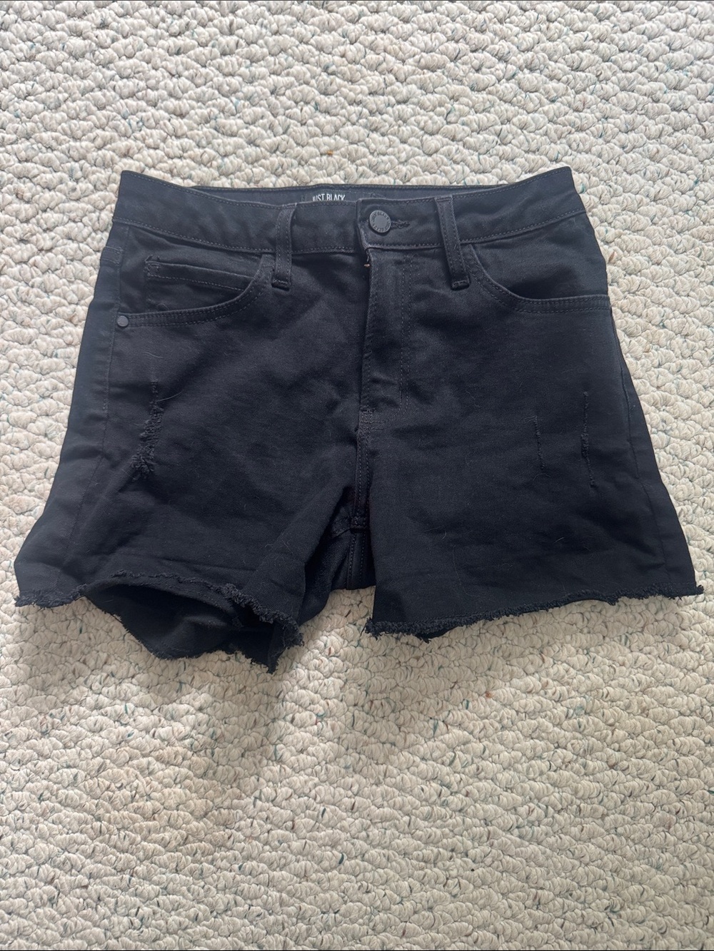 Just Black Raw Hem Black Denim Jean Shorts